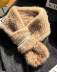 Autumn and winter warm double - sided woven rhinestone mink fur versatile temperament scarf - variant_title