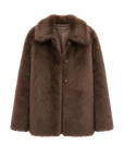 Autumn Exclusive cocoa brown Toscana shearling short lapel coat product cutout