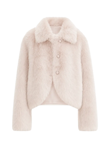 Dirty pink Toscana shearling short jacket, front product view