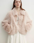 "Autumn Secret" Pink Lapel Tuscan Straight Fur Sheepskin Short Jacket - variant_title