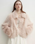 "Autumn Secret" Pink Lapel Tuscan Straight Fur Sheepskin Short Jacket - variant_title