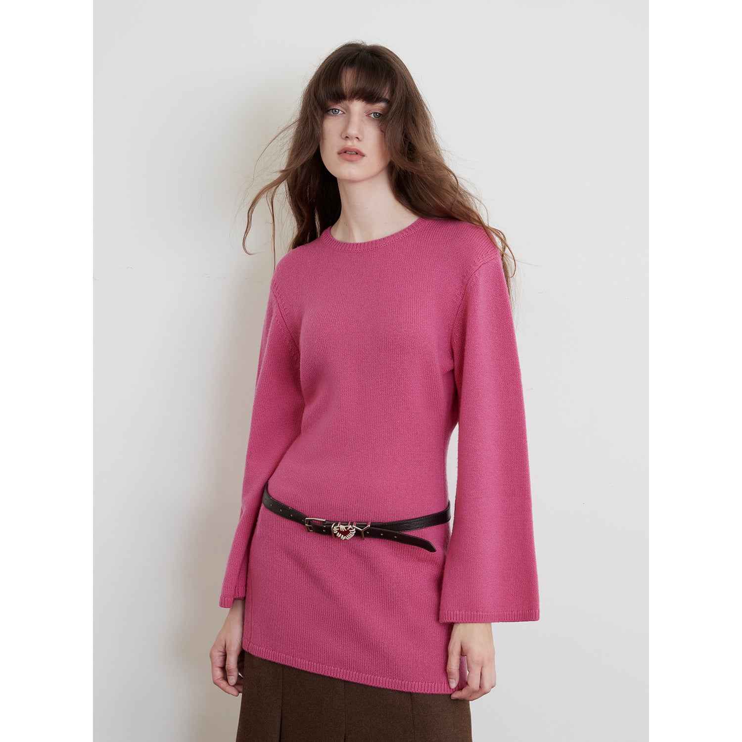 "Autumn Sweet Cheese" merino wool fashionable waist slimming trumpet sleeve sweater for women - variant_title