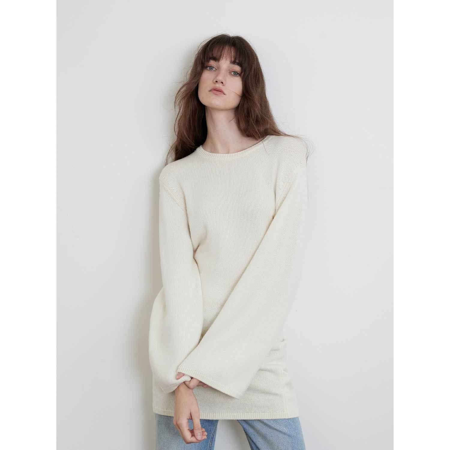 "Autumn Sweet Cheese" merino wool fashionable waist slimming trumpet sleeve sweater for women - variant_title