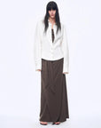 Firelady Fur Berlin Afternoon Tea women's linen shirt in White full-length model view