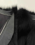 Black Sugar fox fur cardigan lining and interior construction detail