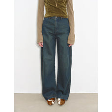 "Blue Island" heavy - duty distressed, slim and durable mid - rise curved knife cotton washed jeans - variant_title