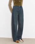 "Blue Island" heavy - duty distressed, slim and durable mid - rise curved knife cotton washed jeans - variant_title