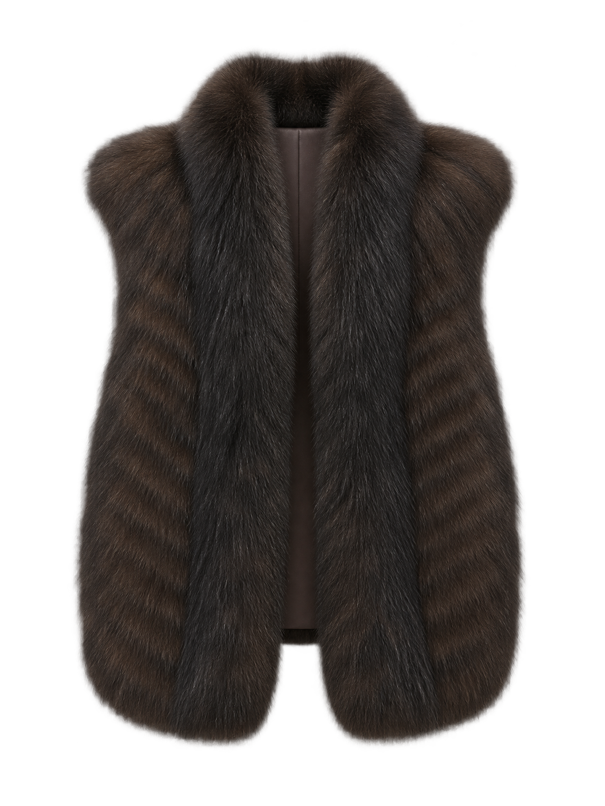 Firelady Fur Women's Finnish Saga Fox Fur Vest – Diagonal Piecing & Curved Stand Collar