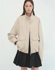 Letrans Vintage Waxed Finish Drop Shoulder Funnel Neck Cropped Leather Jacket Canyon Sunset