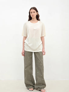 "Carol Pie" loose high - waisted wide - leg calla lily print jeans for women - variant_title