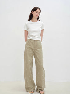 "Carol Pie" loose high - waisted wide - leg calla lily print jeans for women - variant_title