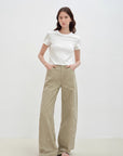 "Carol Pie" loose high - waisted wide - leg calla lily print jeans for women - variant_title