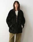 "Castle Dusk" V - neck Italian imported Tuscan curly wool sheepskin fur coat winter - variant_title
