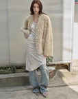 "Castle Dusk" V - neck Italian imported Tuscan curly wool sheepskin fur coat winter - variant_title