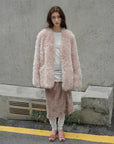 "Castle Dusk" V - neck Italian imported Tuscan curly wool sheepskin fur coat winter - variant_title