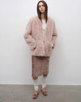 "Castle Dusk" V - neck Italian imported Tuscan curly wool sheepskin fur coat winter - variant_title