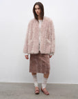 "Castle Dusk" V - neck Italian imported Tuscan curly wool sheepskin fur coat winter - variant_title