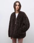 "Castle Dusk" V - neck Italian imported Tuscan curly wool sheepskin fur coat winter - variant_title
