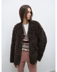 "Castle Dusk" V - neck Italian imported Tuscan curly wool sheepskin fur coat winter - variant_title