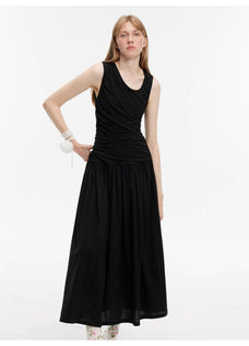 "Casual Commuting" light luxury mercerized cotton special - shaped collar waist irregular lazy long dress - variant_title