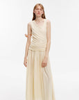 "Casual Commuting" light luxury mercerized cotton special - shaped collar waist irregular lazy long dress - variant_title