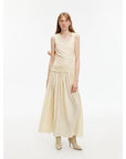 "Casual Commuting" light luxury mercerized cotton special - shaped collar waist irregular lazy long dress - variant_title