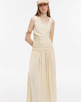 "Casual Commuting" light luxury mercerized cotton special - shaped collar waist irregular lazy long dress - variant_title