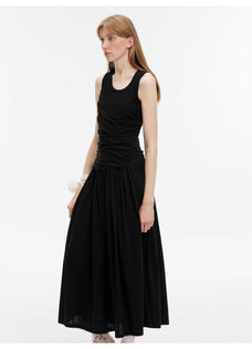 "Casual Commuting" light luxury mercerized cotton special - shaped collar waist irregular lazy long dress - variant_title
