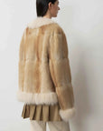 Casual Gene Yellow Apricot muskrat and fox fur coat, back view