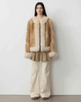 Casual Gene Yellow Apricot fur coat, full-length model view