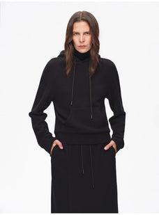 "Casual Life" Textured Cotton Loose Straight Hooded Short Sweatshirt - variant_title