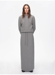 "Casual Life" Textured Cotton Loose Straight Hooded Short Sweatshirt - variant_title