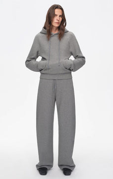 "Casual Life" Textured Cotton Loose Straight Hooded Short Sweatshirt - variant_title