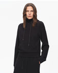 "Casual Life" Textured Cotton Loose Straight Hooded Short Sweatshirt - variant_title