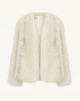 Champagne Light Yellow SagaFurs fox fur coat front product view