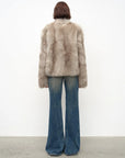 Chic Sister Hazel standing-collar fox fur coat, back view