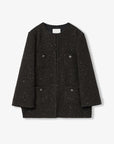 Circle Texture Sequined Wool Tweed Round Neck Long Chanel Style Coat for Women - variant_title