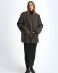 Circle Texture Sequined Wool Tweed Round Neck Long Chanel Style Coat for Women - variant_title