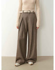 "City Stroll" casual and relaxed wool - blend double - pleated straight draped wide - leg casual trousers for autumn - variant_title