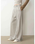 "City Stroll" casual and relaxed wool - blend double - pleated straight draped wide - leg casual trousers for autumn - variant_title