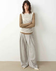 "City Stroll" casual and relaxed wool - blend double - pleated straight draped wide - leg casual trousers for autumn - variant_title