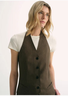 Classic old money style cool feeling silk linen halterneck sleeveless short vest women's top - variant_title