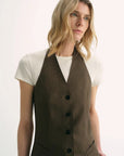 Classic old money style cool feeling silk linen halterneck sleeveless short vest women's top - variant_title