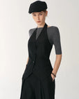 Classic old money style cool feeling silk linen halterneck sleeveless short vest women's top - variant_title