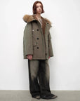 Fireladyfur Coastal Highway II shearling lined down parka back outfit view