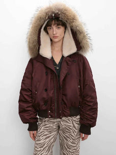 Fireladyfur Cool and Sharp purple tang short hooded jacket product cutout