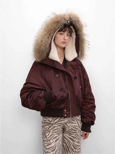 Fireladyfur Cool and Sharp short hooded jacket front outfit view