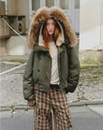 Fireladyfur Cool and Sharp raccoon fur hood jacket side view