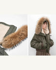 Fireladyfur Cool and Sharp short hooded jacket material closeup