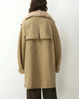Firelady Fur Cool Denim Fabric khaki workwear down parka back view